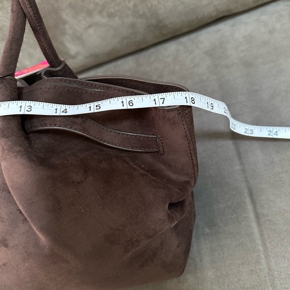 NWT Catherine Melandrino Brown Faux Suede Bag - Picture 8 of 11